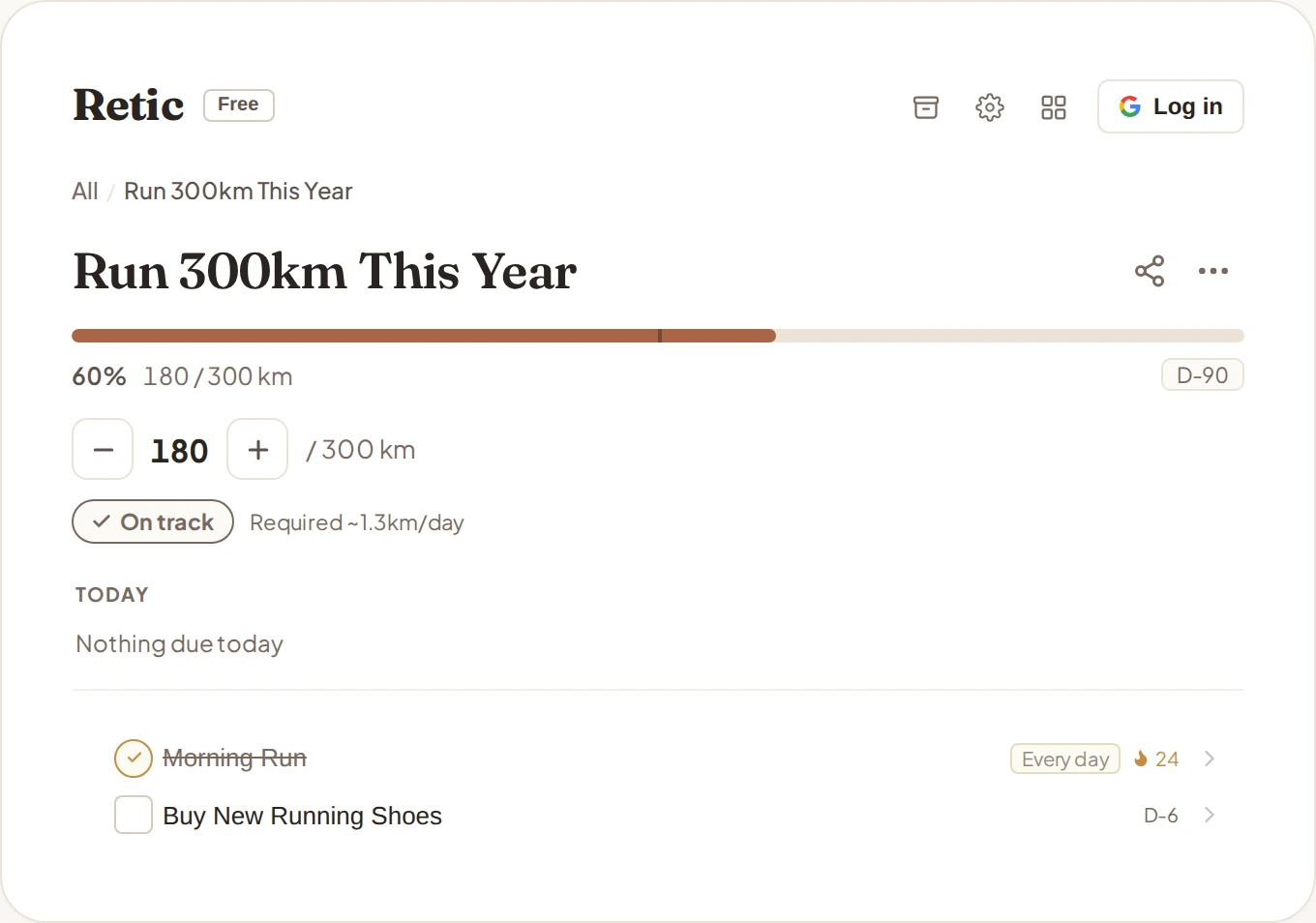 The app screen showing a goal's progress bar filling in automatically as sub-tasks and habits are completed